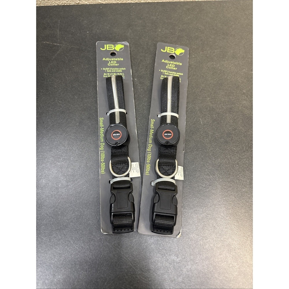 2~JB John Bartlett~Adjustable LED Collar~Small/Med (10-50#)~Black‎